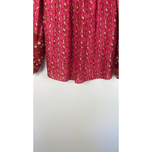 Joie Mix Print Embroidered Tops Patterned Ruffled Button Down Blouse Women's L - Picture 6 of 8